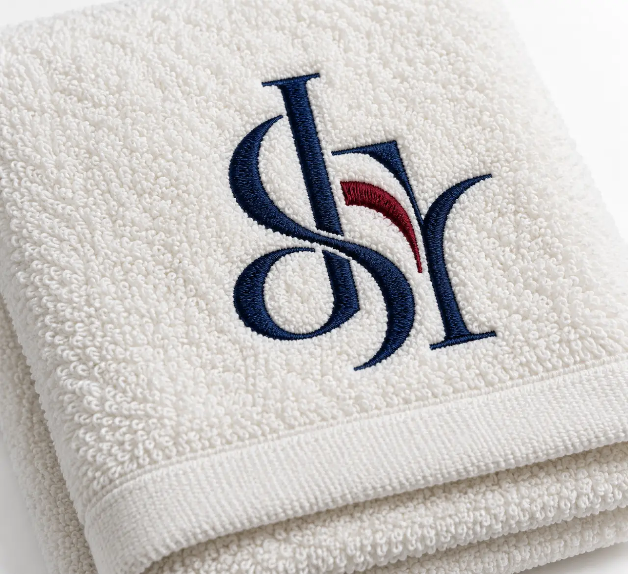 Détail de broderie sur un linge de maison personnalisé