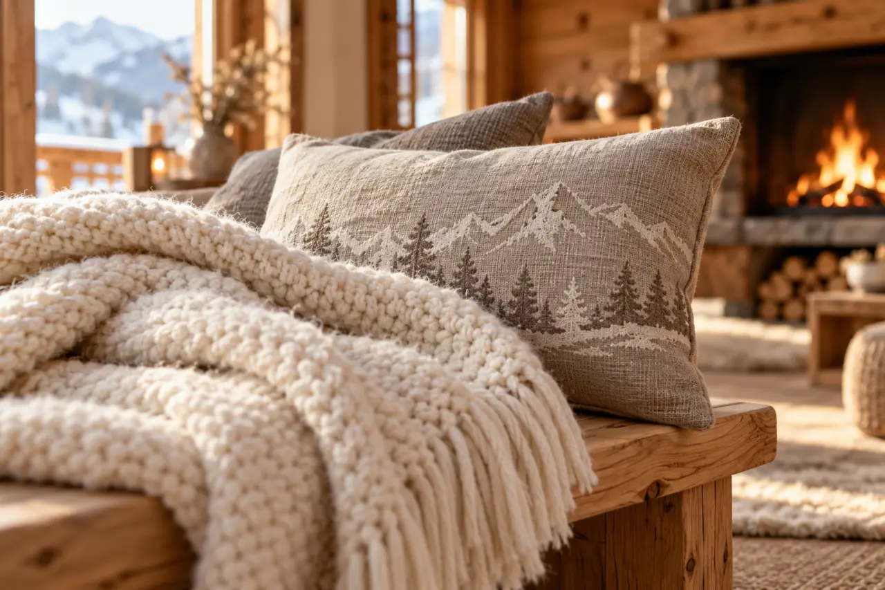 Le linge de maison montagne réchauffe le chalet sans le surcharger