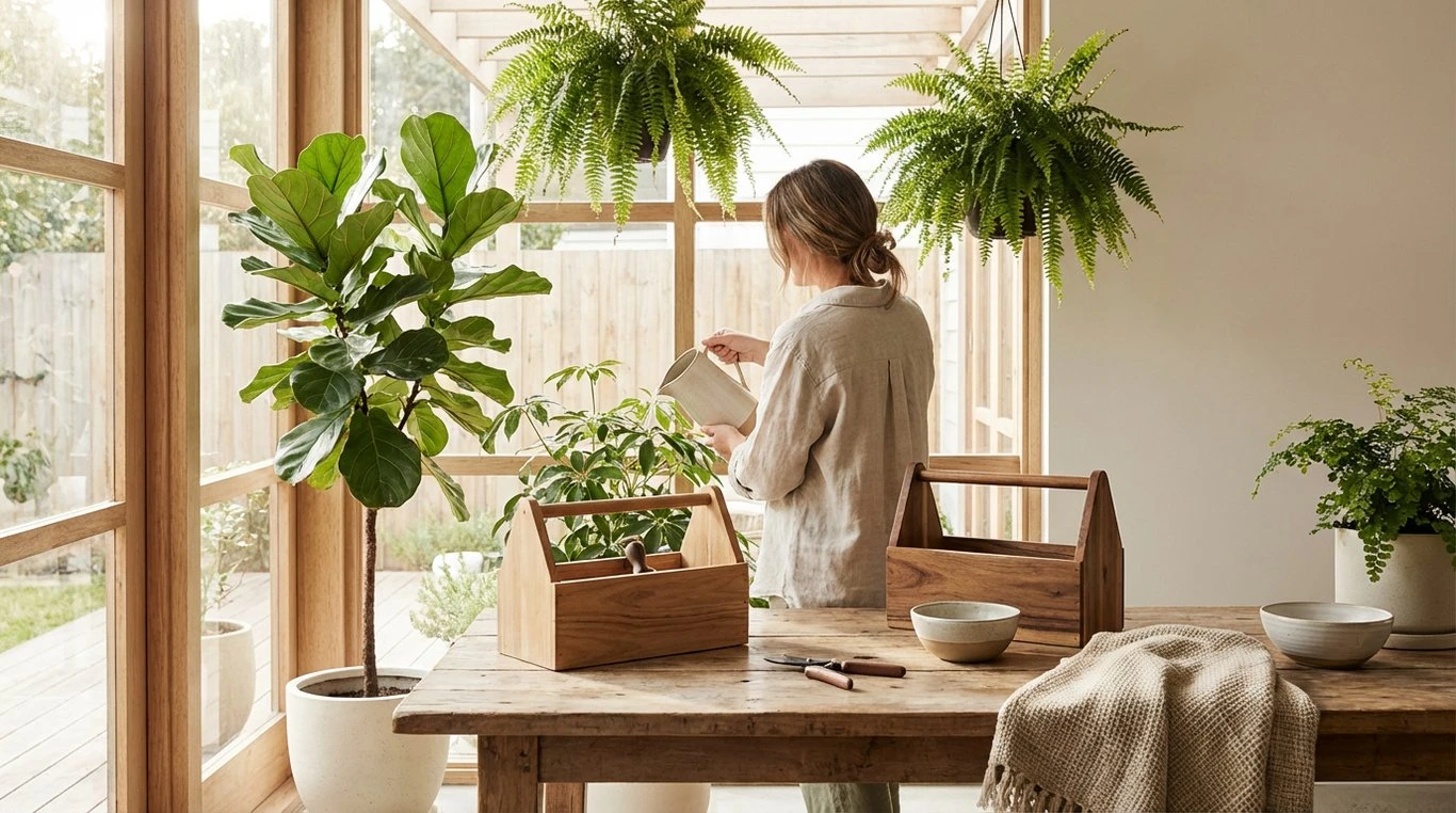 Artisan fleuriste préparant un bouquet dans un studio lumineux