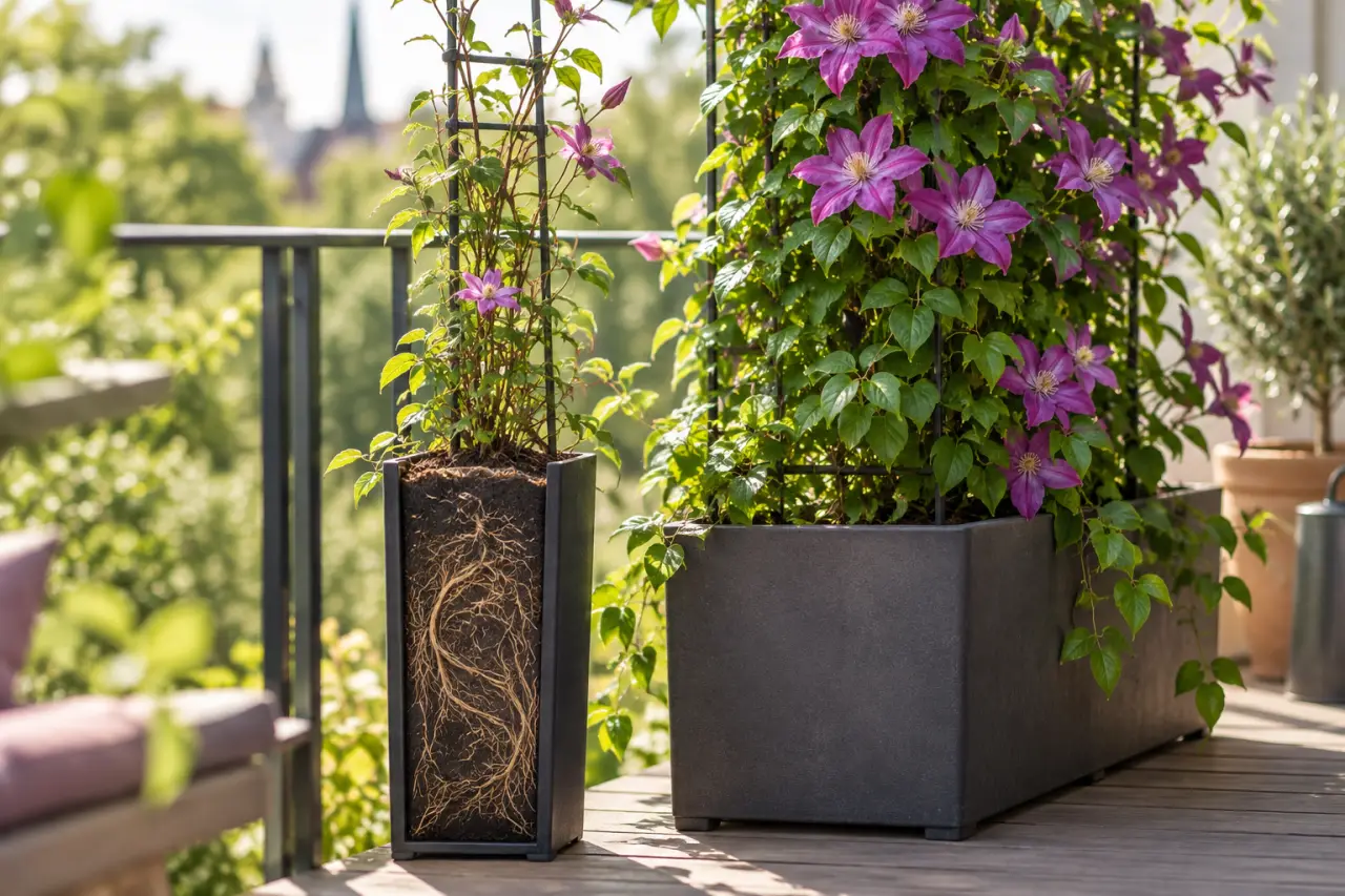Plantes grimpantes pour jardinière : pourquoi un bac trop étroit limite la floraison