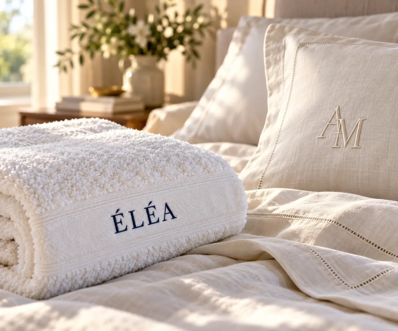 Linge de maison personnalisé : un prénom pour le bain, des initiales pour le lit